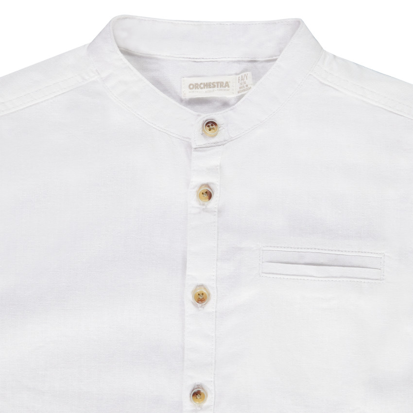 Πουκάμισο κοντομάνικο μονόχρωμο με γιακά mao για αγόρι 