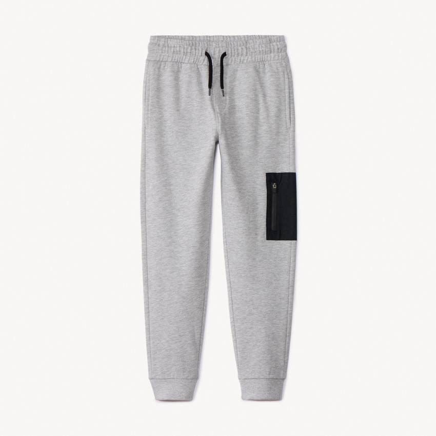 Pantalon de jogging molleton gris chiné pour garçon  