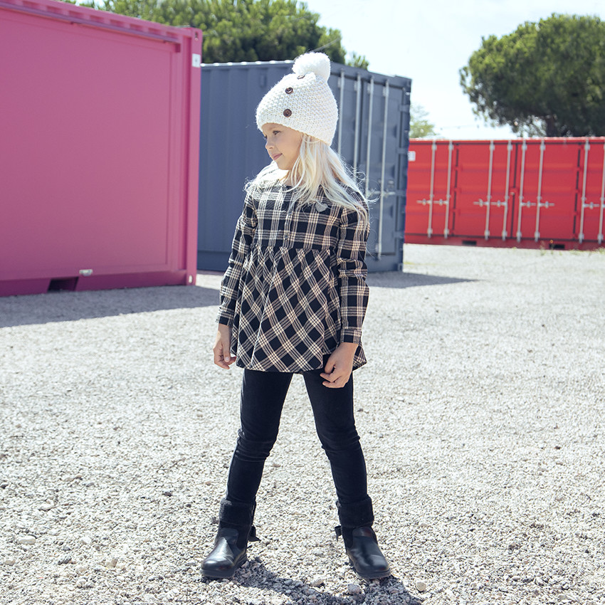 Τουνίκ μακρυμάνικο καρό για κορίτσι 