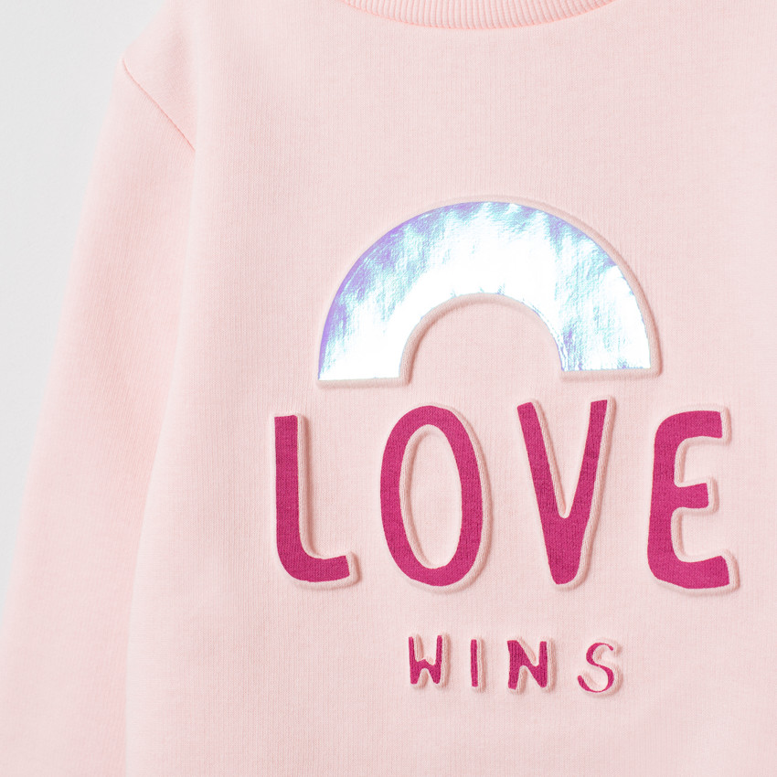 Sweat en molleton à arc-en-ciel iridescent et message printé 