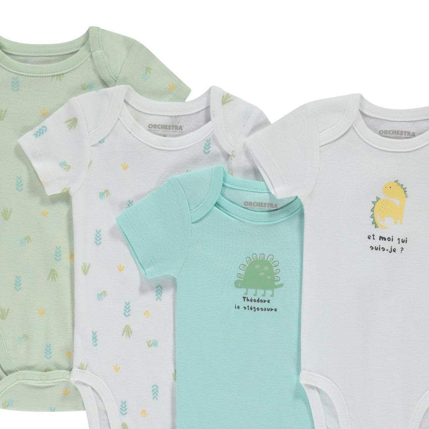 Σετ από 7 bodies κοντομάνικα φαντεζί δεινόσαυρος για bebe αγόρι 