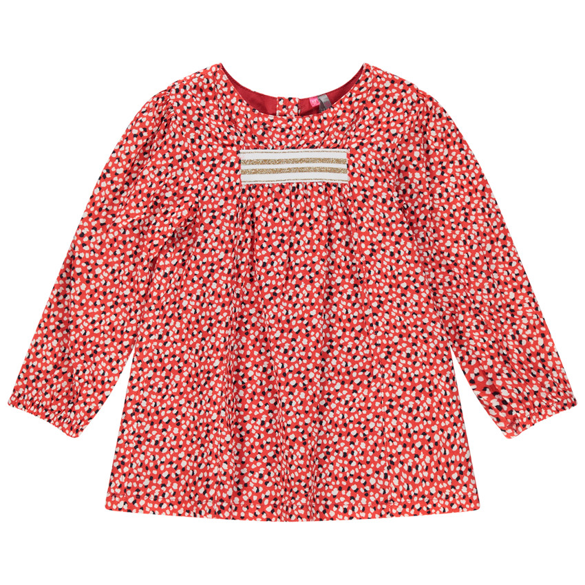 Tunique manches longues à pois all-over et élastique 