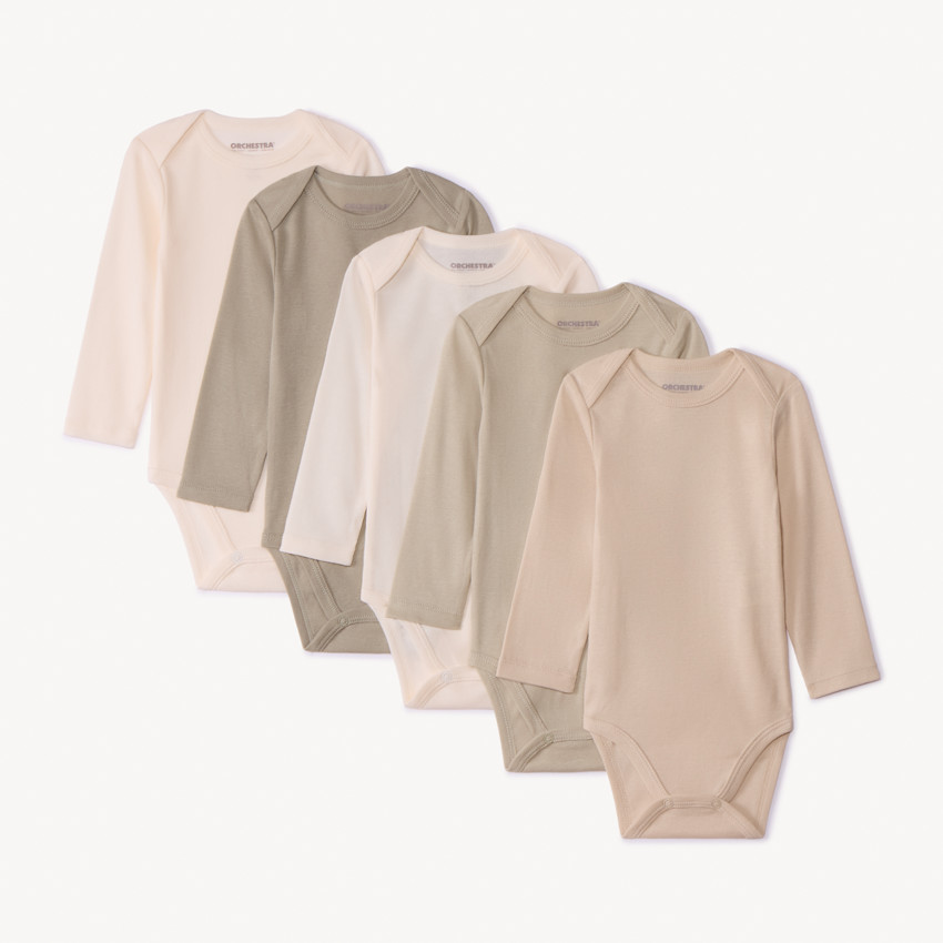 Σετ 5 μονόχρωμα bodies μακρυμάνικα για μωρό 