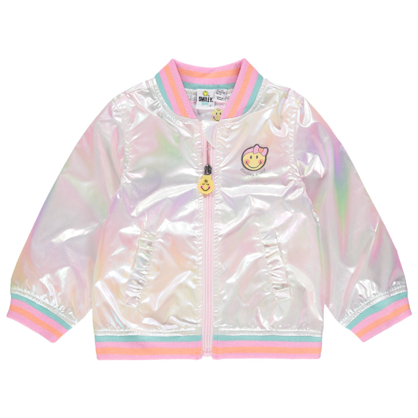 Veste ιριδίζον με ριγέ λεπτομέρειες και badges Smiley 