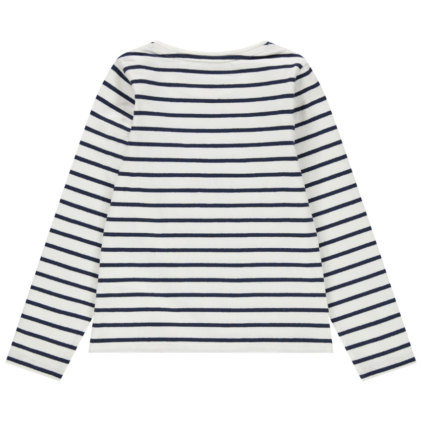 T-shirt manches longues à rayures et coeur en fleurs 