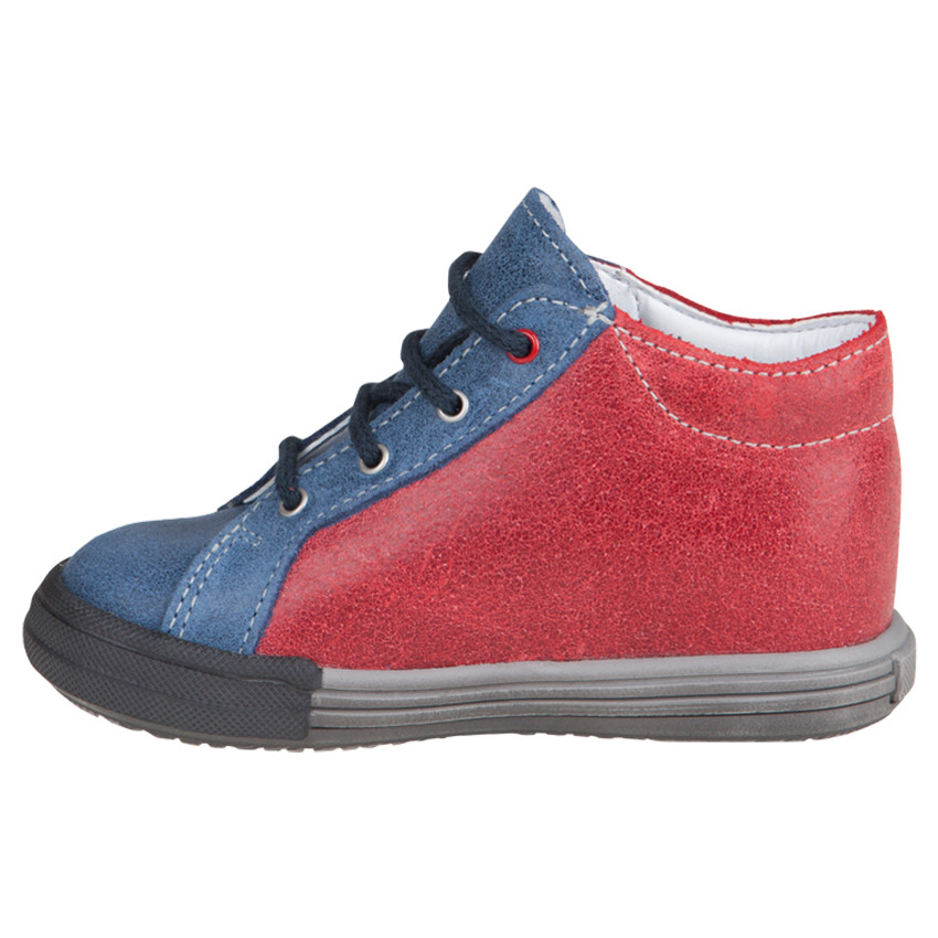 Bottillons en cuir  à lacets avec empiècements contrastés et drapeau londonien 