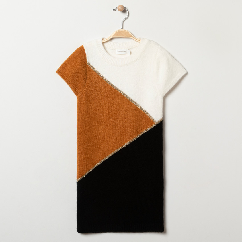 Φόρεμα κοντομάνικο σε άλλο χρώμα πλεκτό για κορίτσι  Additional Φόρεμα κοντομάνικο σε άλλο χρώμα πλεκτό για κορίτσι