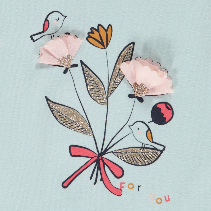 Κοντομάνικο μπλουζάκι με glitter και 3D σχέδιο για bebe κορίτσι 