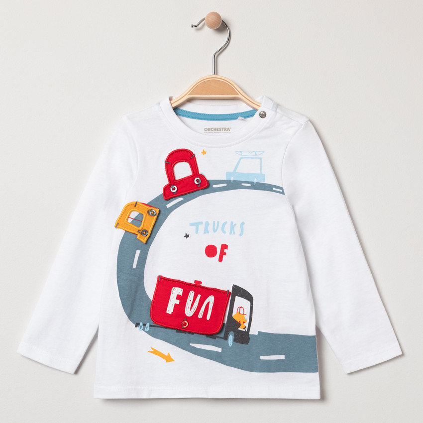 T-shirt manches longues avec véhicules à empiècements mobiles 