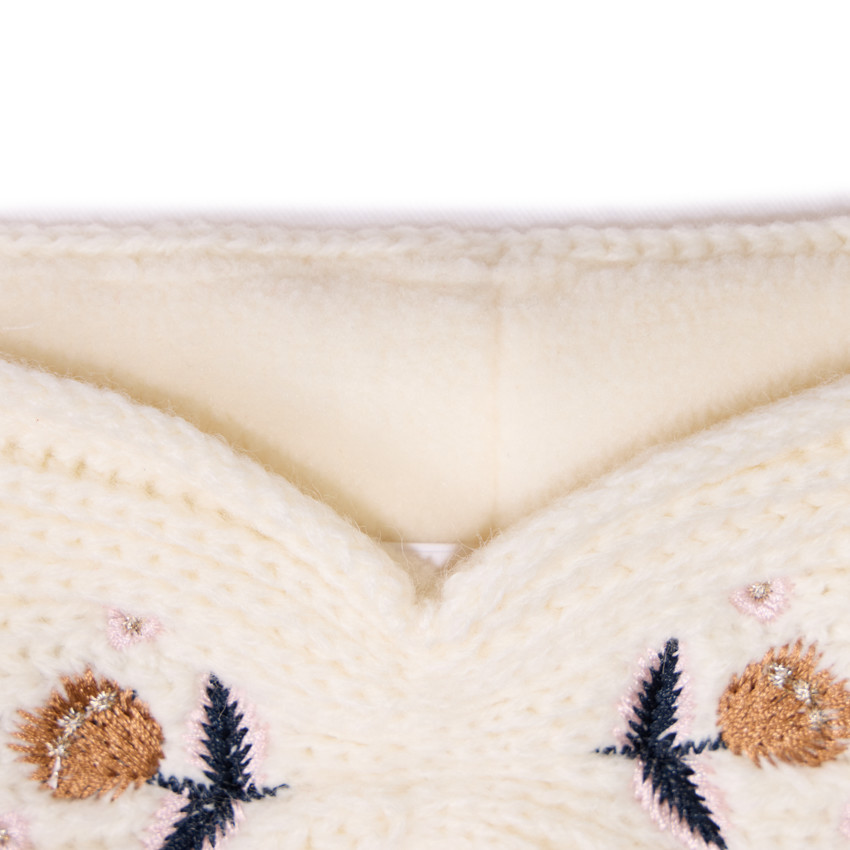 Headband en tricot brodé et doublé pour bébé fille 