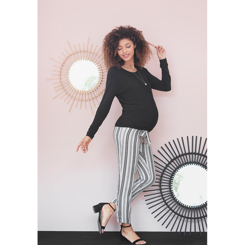 Παντελόνι εγκυμοσύνης μέχρι τον αστράγαλο με κάθετες ρίγες  Additional Παντελόνι εγκυμοσύνης μέχρι τον αστράγαλο με κάθετες ρίγες