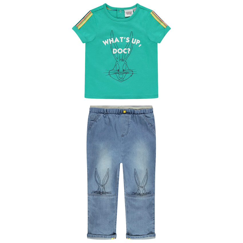 Σύνολο με μπλούζα και τζιν με στάμπα Bugs Bunny της Looney Tunes 