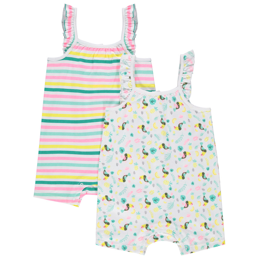 Σέτ  2 combi με τιρέντες με βολάν εμπριμέ και ριγέ 