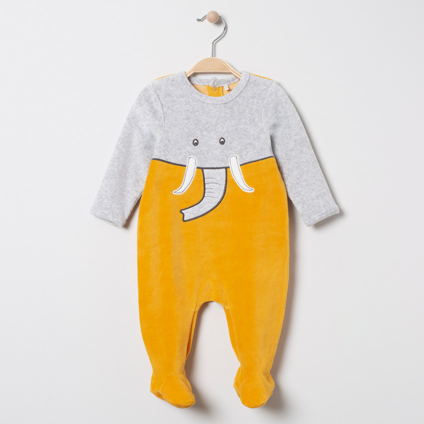 Dors-bien en velours bicolore motif éléphant  Additional Dors-bien en velours bicolore motif éléphant