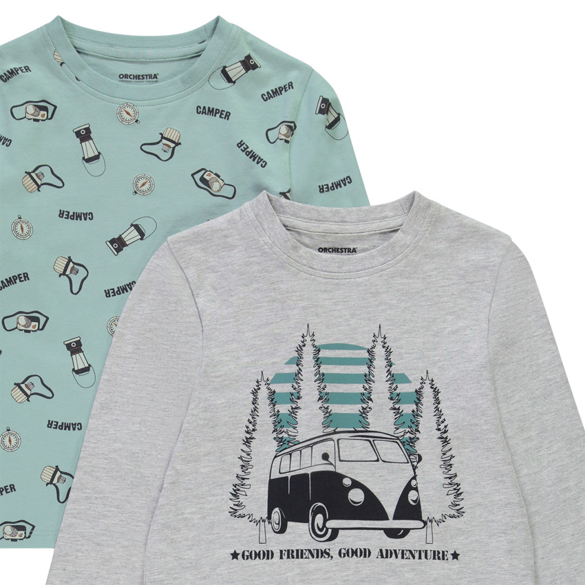 Lot de 4 t-shirts manches longues en jersey imprimé montagnes garçon 