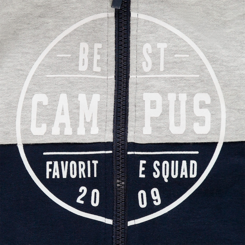 Ζακέτα με κουκούλα molleton και  μήνυμα σχέδιο για αγόρι 