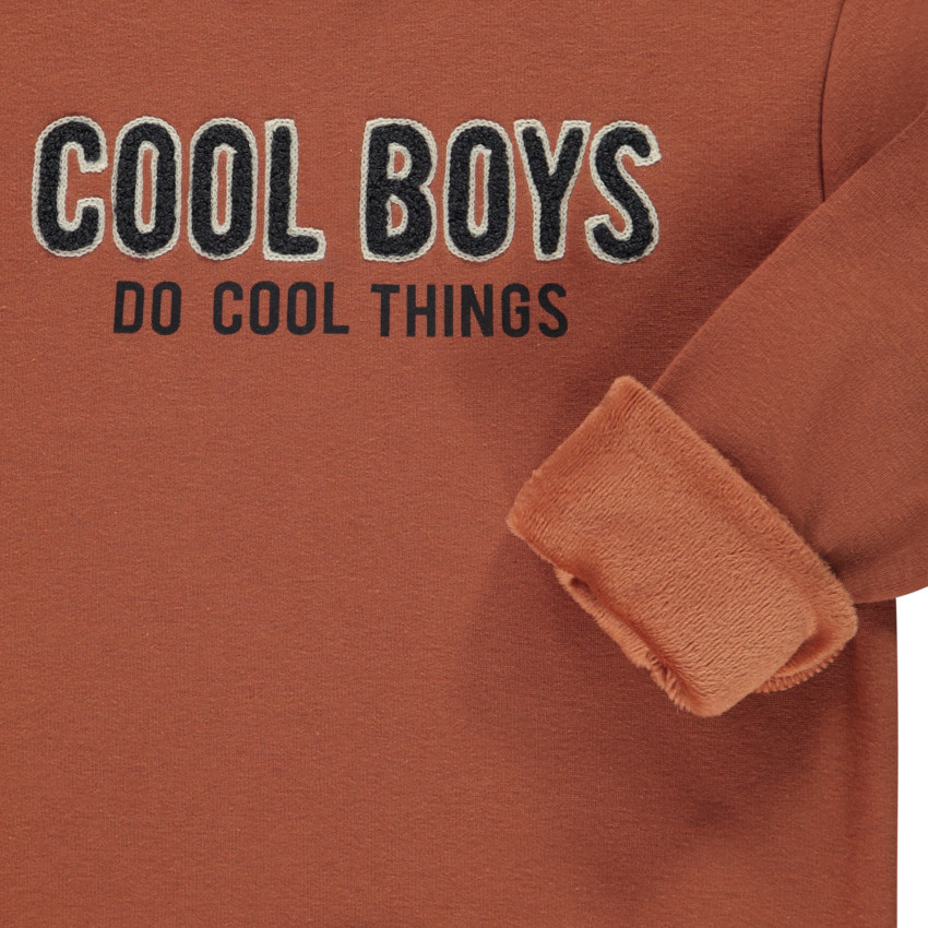 Φούτερ από φλις και βελουτέ + κέντημα για αγόρι 