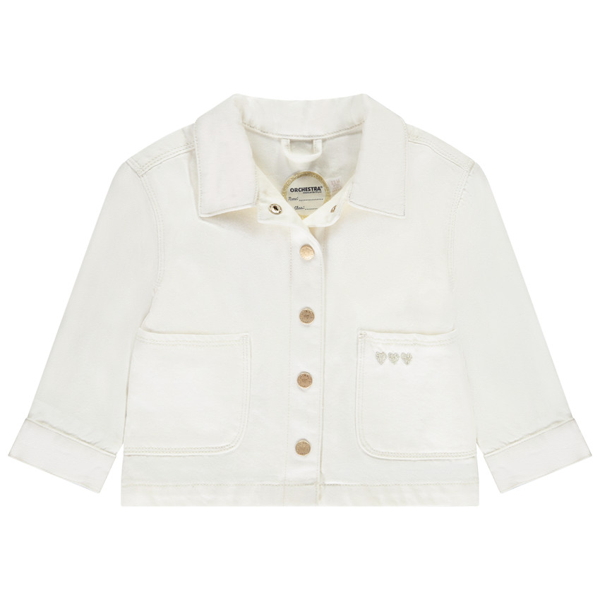 Τζάκετ τζιν τύπου worker με κεντημένες καρδιές για μωρό κορίτσι 