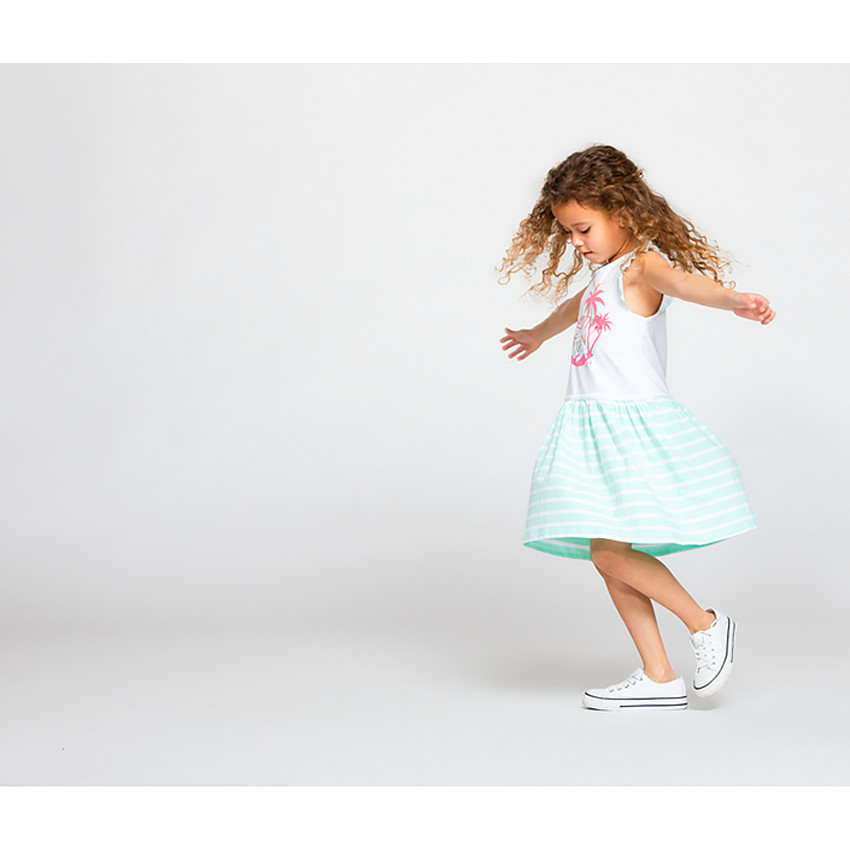 Robe de plage manches courtes volantées pour fille 