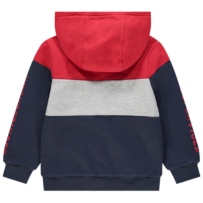 Ζακέτα τρίχρωμη με κουκούλα με επένδυση sherpa badge SmileyWorld  Additional Ζακέτα τρίχρωμη με κουκούλα με επένδυση sherpa badge SmileyWorld