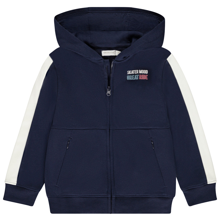 Ζακέτα με print φαντασία από molleton και κουκούλα για αγόρι 