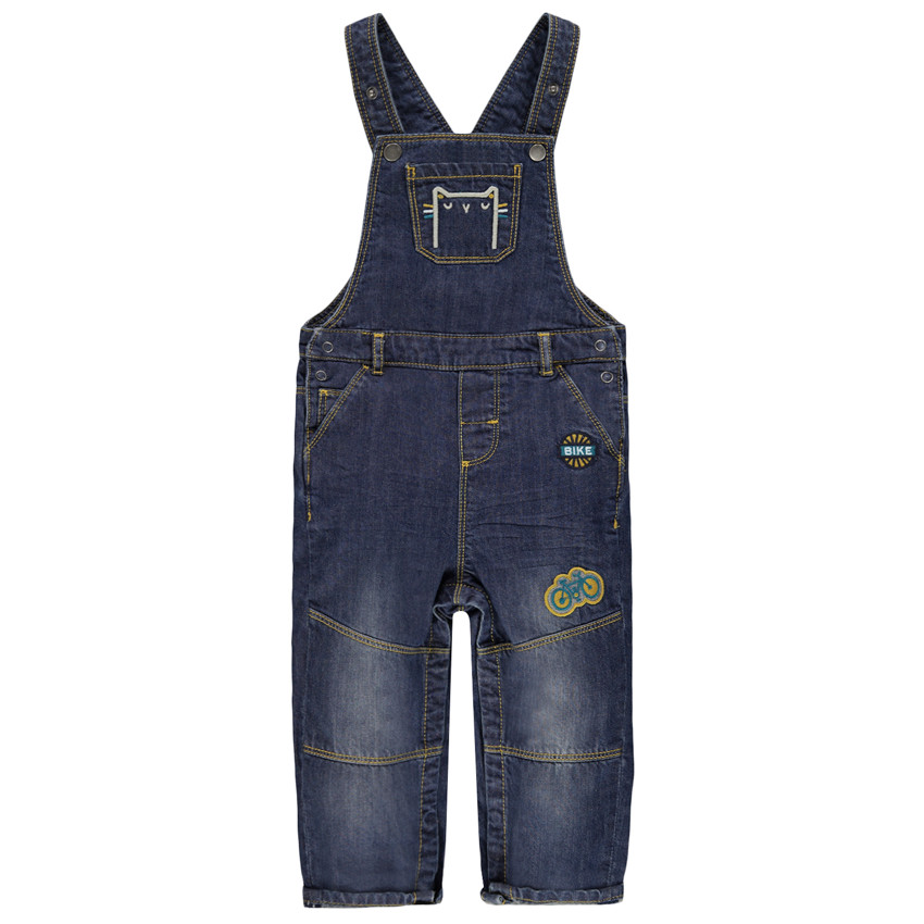 Τζιν σαλοπέτα με used όψη και διακοσμητικά σήματα 