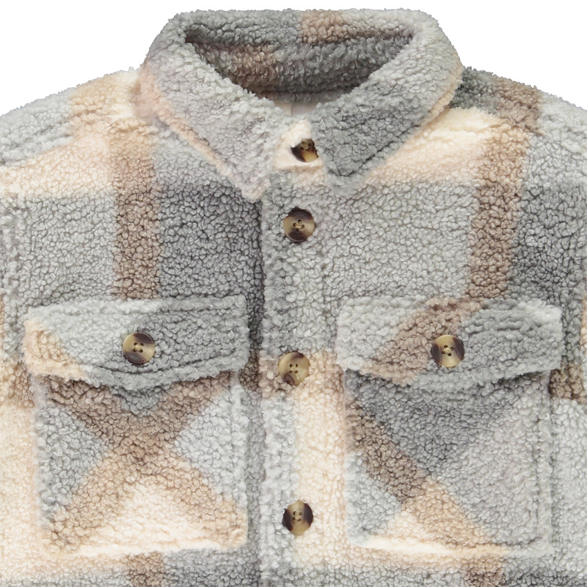 Παλτό σε στυλ πουκαμίσου με καρό σχέδιο από sherpa για αγόρι 