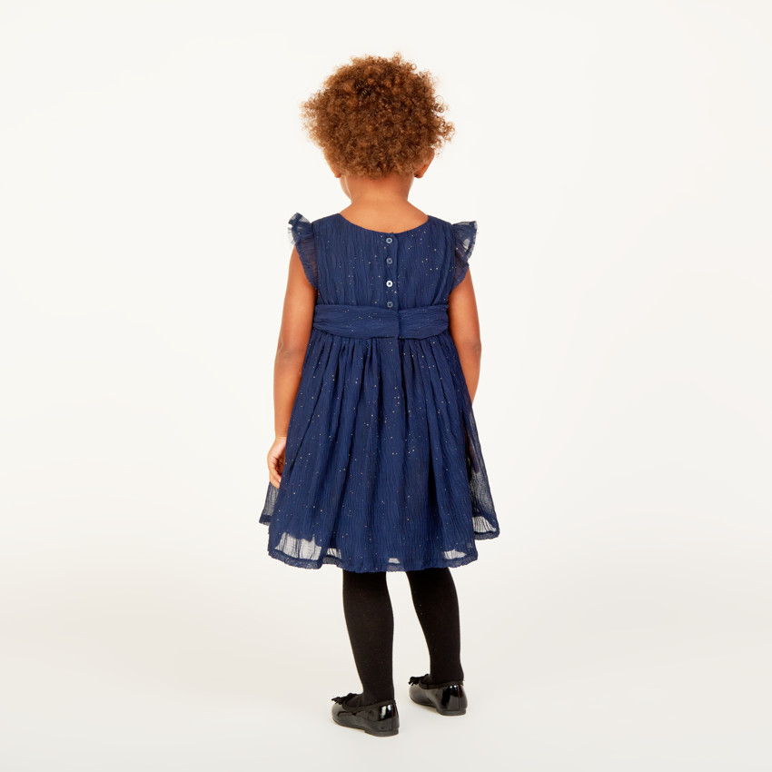 Robe de fête manches courtes en crêpe pailletée pour bébé fille 