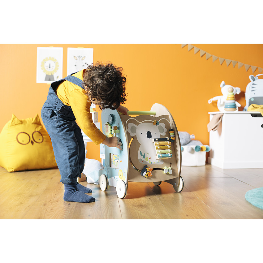 Καρότσι δραστηριότητας και βάδισης από ξύλο Crazy Jungle 