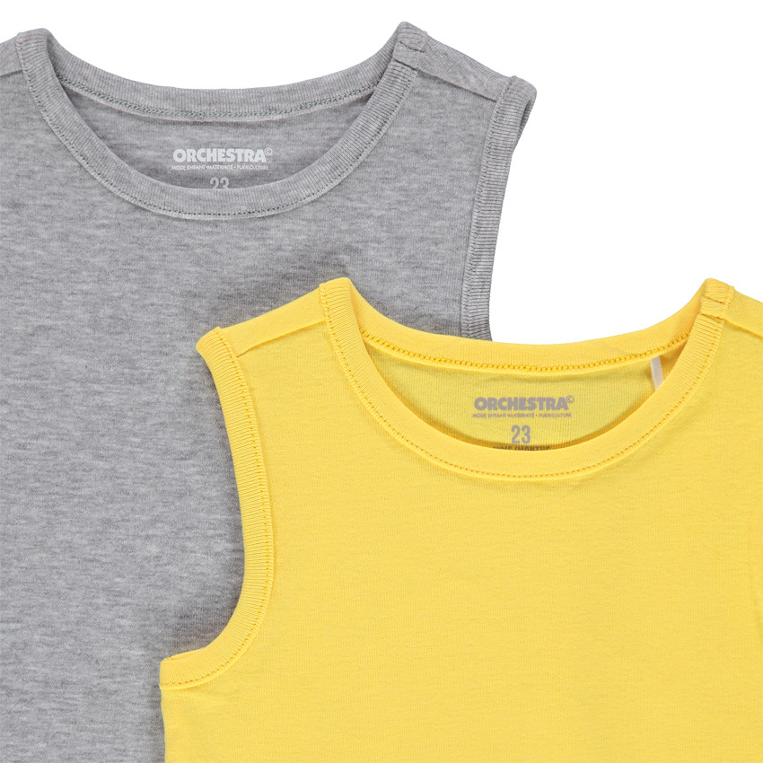 Σετ 2 μονόχρωμα αμάνικα μπλουζάκια από βιολογικό βαμβάκι 