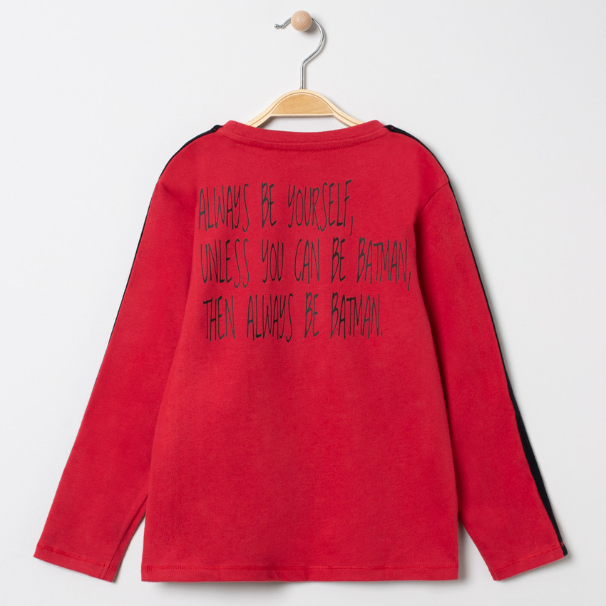 T-shirt μακρυμάνικο με οργανικό βαμβάκι με σχέδιο Batman με παγιέτες για αγόρι 