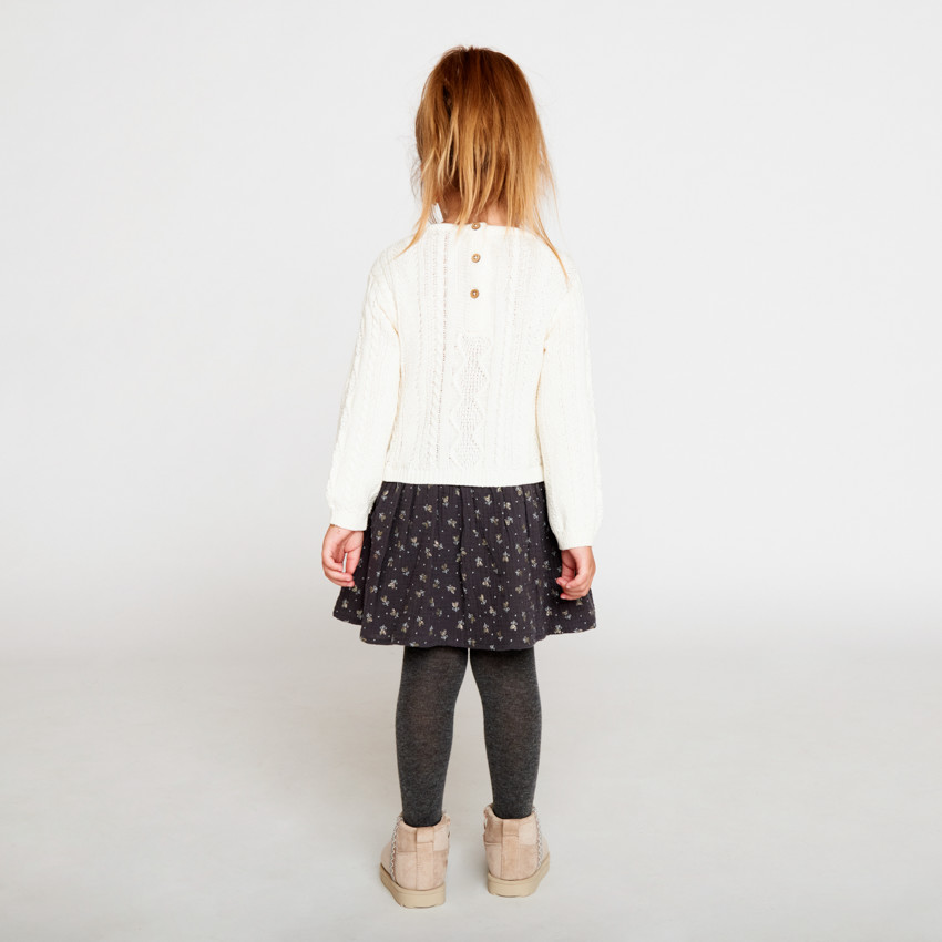 Φόρεμα effet 2 σε 1 bi-matière φαντεζί για bebe κορίτσι 