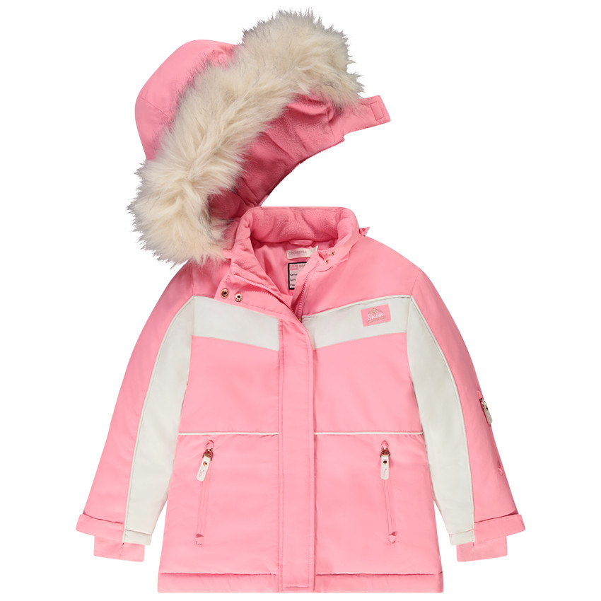 Μπουφάν σκι με κουκούλα και αποσπώμενη ψεύτικη γούνα για κορίτσι 