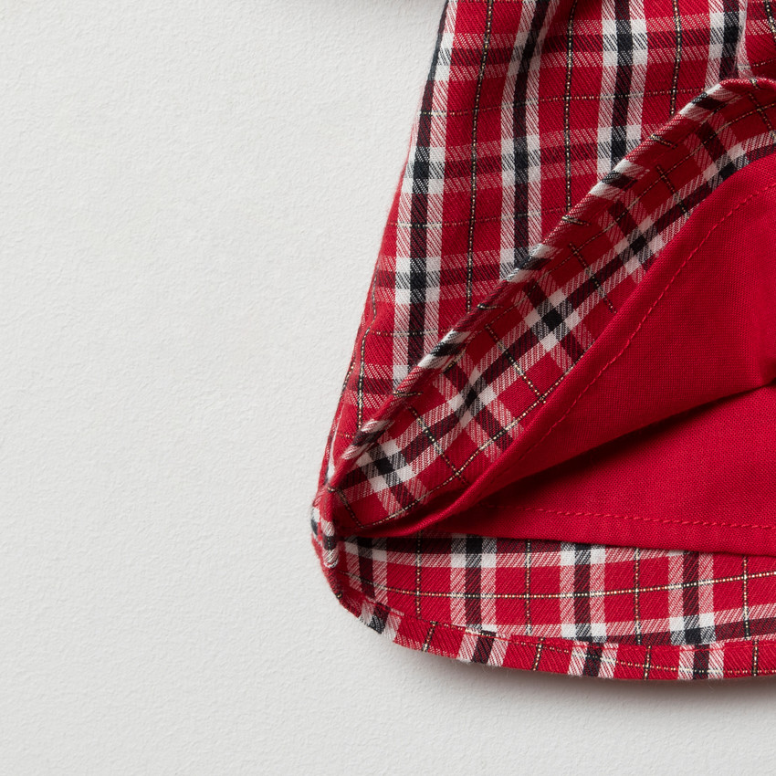 Φόρεμα μακρυμάνικο καρό και ζώνη 