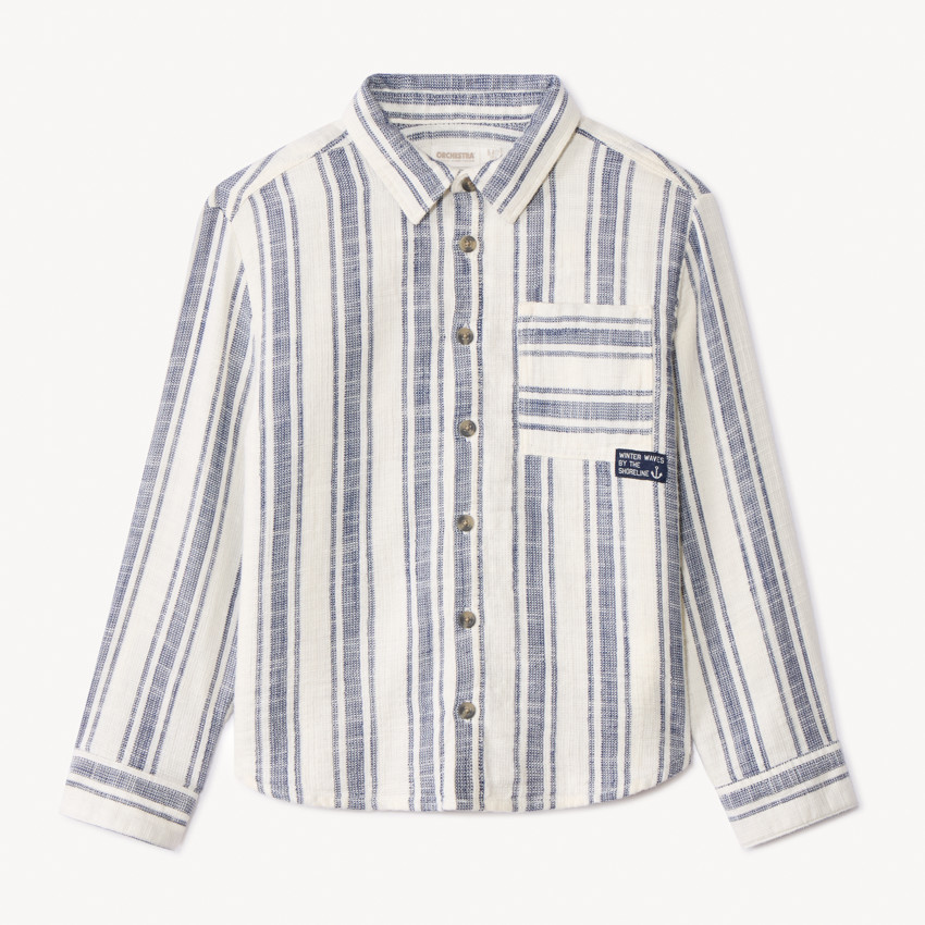 Πουκάμισο με ρίγες και μεγάλη τσέπη για αγόρι 