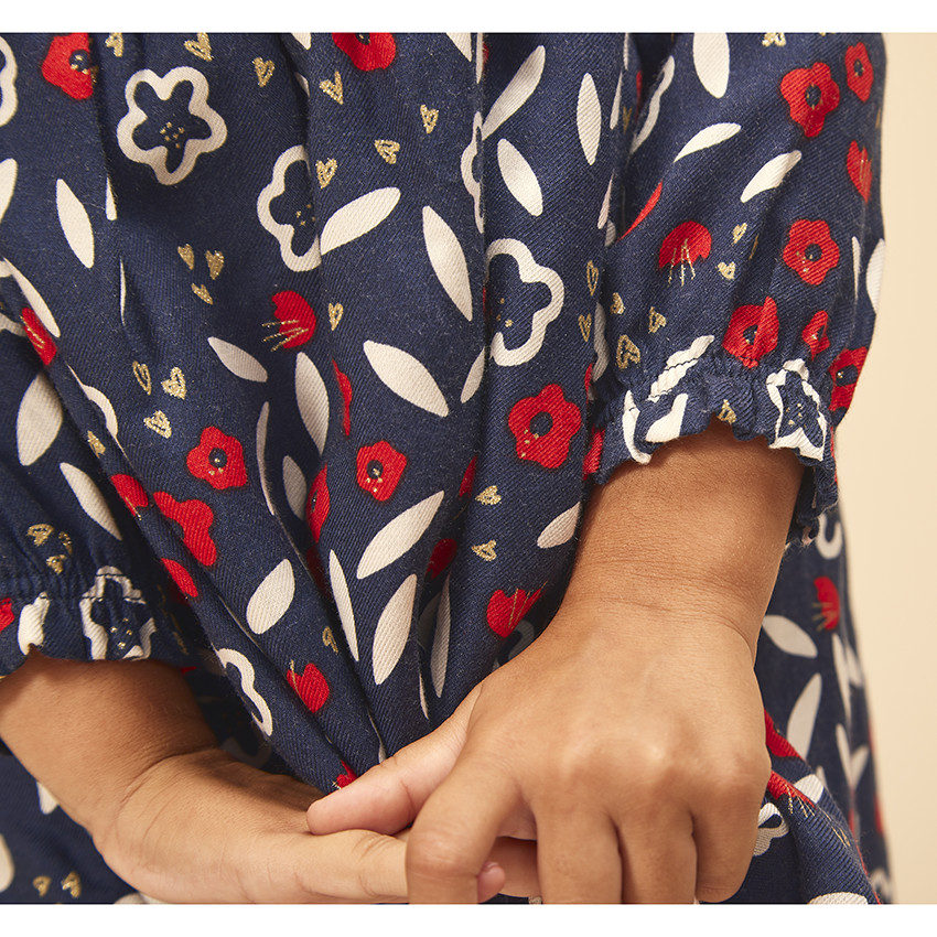 Φόρεμα μακρυμάνικο με floral σχέδιο για bebe κορίτσι 