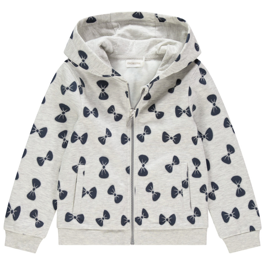 Gilet à capuche zippé imprimé noeuds all-over 
