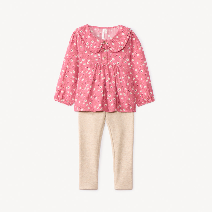 Ensemble 2 pièces avec tunique fleurie pour bébé fille 