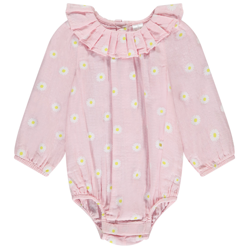 Ρόμπα μακρυμάνικη με σχέδιο μαργαρίτες για bebe κορίτσι 