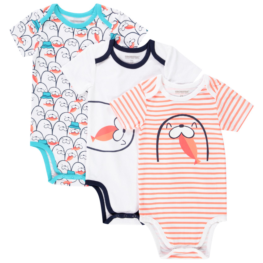 Σετ από 3 bodies κοντομάνικα με σχέδιο morse για bebe αγόρι 