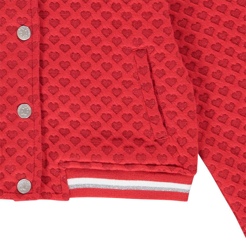 Ζακέτα molleton κόκκινη με καρδιές jacquard 