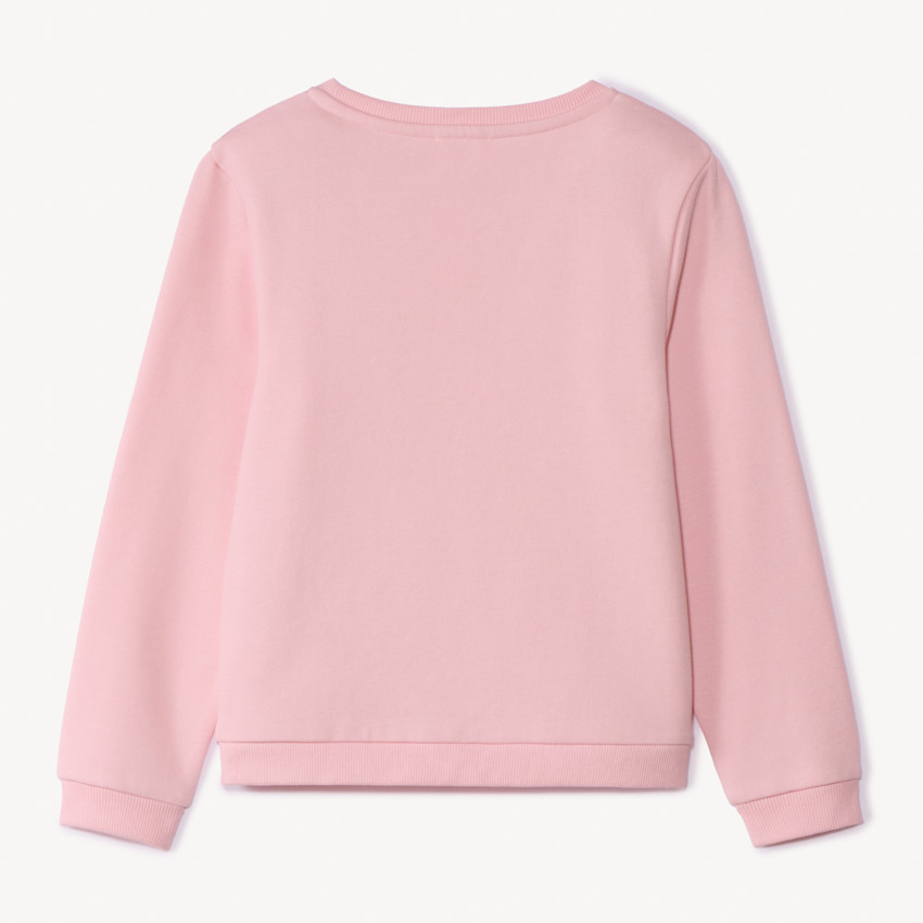 Φούτερ molleton μονόχρωμο με φαντεζί σχέδιο και glitter για κορίτσι 