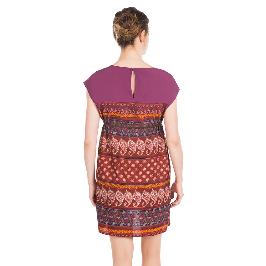 Robe manches courtes imprimée cachemire 