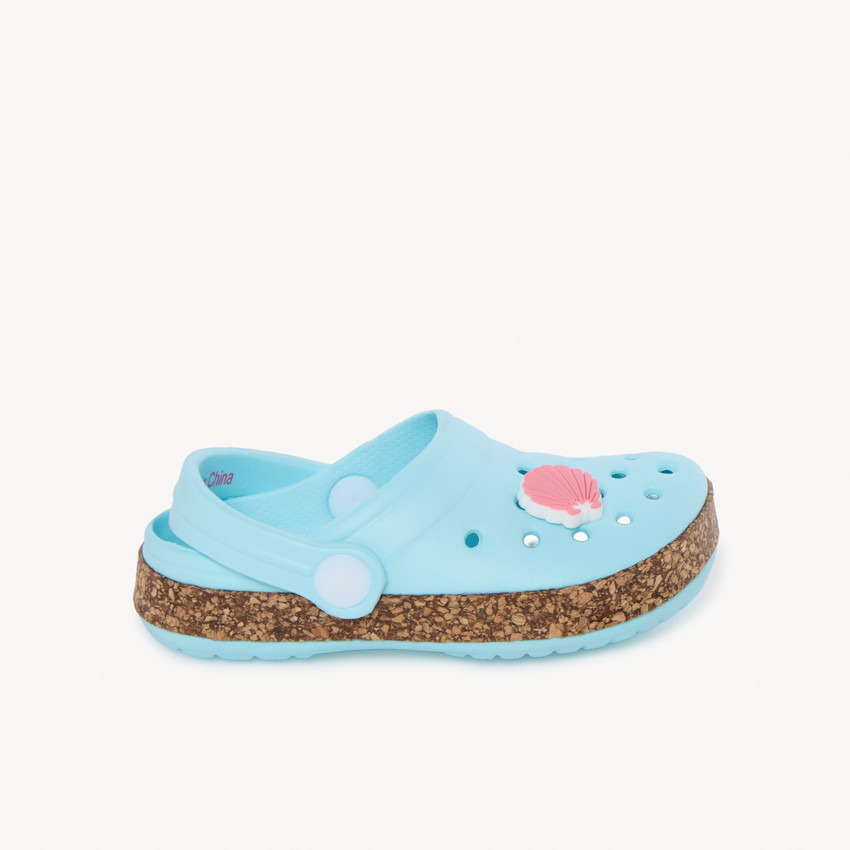 Γούνα με λουλούδι και σόλα από φελλό για κορίτσι 