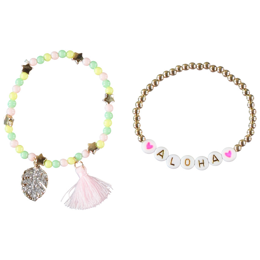 Σετ από 2 φαντεζί βραχιόλια με πέρλες για κορίτσι 