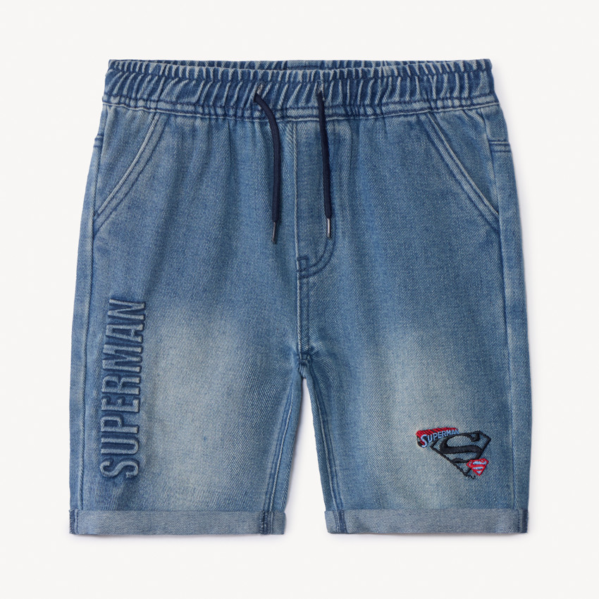 Βερμούδα jean με εφέ denim Superman Warner για αγόρι 