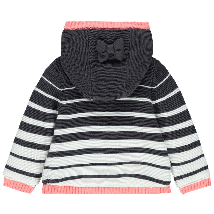 Ριγέ πλεκτή ζακέτα με επένδυση sherpa 