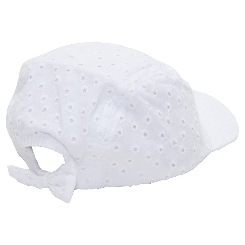 Καπέλο με κοφτό κέντημα και σταθερό φιόγκο πίσω 