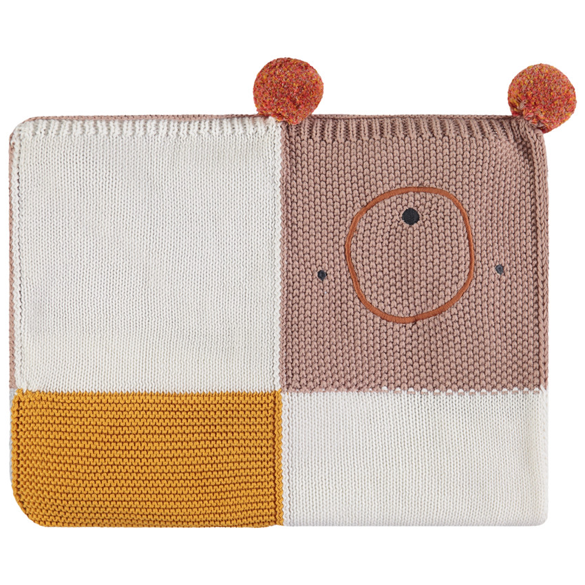 Couverture en tricot à animaux fantaisie effet patchwork 