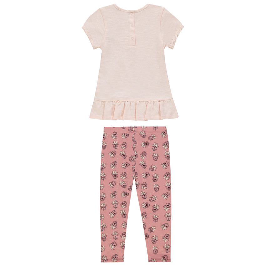 Ensemble avec tunique manches courtes print Minnie Disney et legging imprimé all-over 